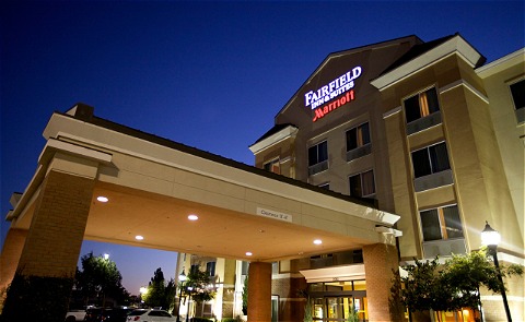 Fairfield Inn Santa Maria exterior building at night